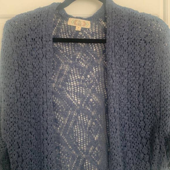 Pink Rose Navy Blue Crochet Duster - Picture 3 of 5